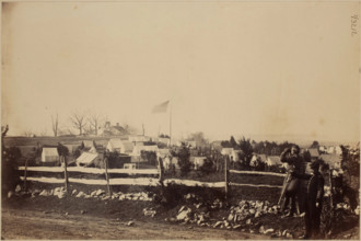 Camp of the 55th Infantry, Fort Gaines, near Tenallytown, c1865. Creator: Mathew Brady.