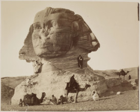 The Sphinx at Giza before Excavation, before 1886. Creator: Hippolyte Arnoux.