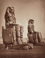 The Colossi of Memnon, Statues of Amenhophis III. Luxor, West bank (Thebes), c1869. Creator: Unknown.