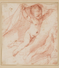 Flying Putto and the Arm of a Man, between 1640 and 1649. Creator: Guercino.