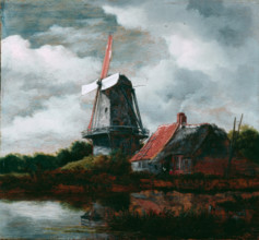 Landscape with a Farm House and Windmill, 17th century or possibly later. Creator: After Jacob Isaaksz van Ruisdael (1628 or 1629-1682).