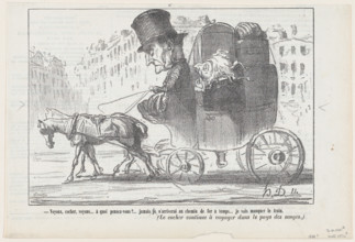 Voyons, cocher, voyons...à quoi pensez-vous?..., 1864.  Creator: Honore Daumier.