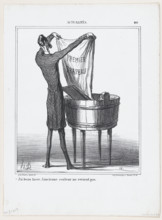 J'ai beau laver; l'ancienne couleur ne revient pas, 1869.  Creator: Honore Daumier.