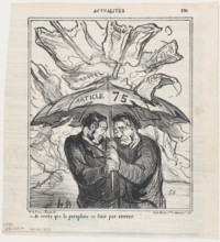 Je crois que la parapluie va finir par crever, 1869. Creator: Honore Daumier.