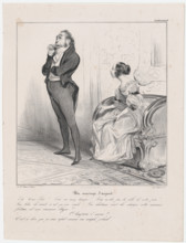 Plate 26: Un marriage d'argent, 1838.  Creator: Honore Daumier.