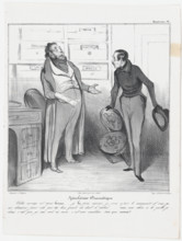 Plate 46: Spéculateur Dramatique, 1838.  Creator: Honore Daumier.