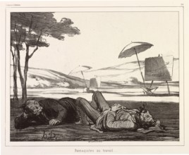 Paysagistes au travail (Landscape Artists at Work), 1862. Creator: Honore Daumier.