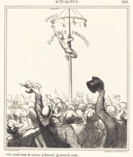 On avait tout de même joliment graissé le mât, 1869. Creator: Honore Daumier.