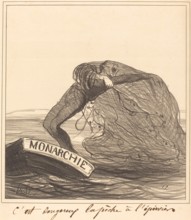C'est dangereux, la pêche à l'épervier, 1872. Creator: Honore Daumier.