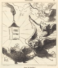 Gare la lumière!, 1870. Creator: Honore Daumier.