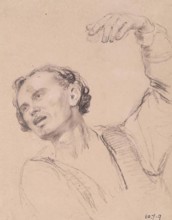 Man with Hand Upraised - Study for The Landing of Mary, Queen of Scots at Leith, c1826. Creator: William Allan.
