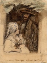 Man with Woman and Child at Window, 1829. Creator: David Wilkie.