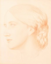 Head of a Young Woman with Braided Hair, c1858. Creator: George Frederick Watts.