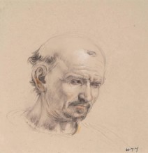 Head of a Bald Man - Study for Lord Patrick Lindsay of the Byres and Lord William Ruthven..., c1824. Creator: William Allan.