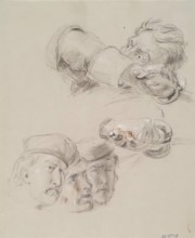 Heads and Hands - Study for The Battle of Prestonpans, c1842. Creator: William Allan.