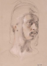 Head of a Circassian Chief - Study for Slave Market, Constantinople, 1830. Creator: William Allan.