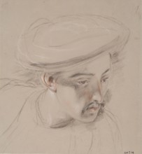 Head of a Cavass - Study for Slave Market, Constantinople, 1830. Creator: William Allan.