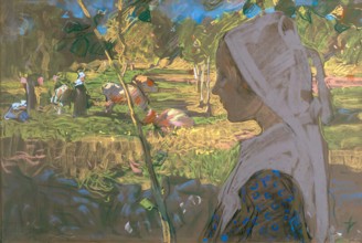 Breton Girl Herding Cattle, c1896. Creator: Robert Brough.