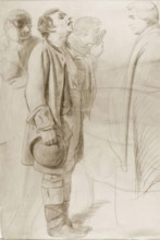 Man Being Examined-Study for "Drawing for the Militia" & verso Study of Robert The Bruce, 1849. Creator: John Phillip.