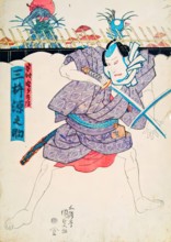 Actor Depicting Warrior with a Sword, c1820. Creator: Utagawa Kunisada.