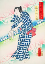 Actor In a Blue And White Patterned Robe, 1859. Creator: Utagawa Kunisada.