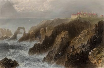 Slaines Castle, Peterhead (View Of Castle From The North), c1830s-1850s. Creators: Unknown, Robert Brandard.