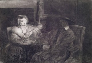 Dull Reading: with Portraits of Daniel Terry (c. 1780-1829) and Elizabeth (Nasmyth)..., 1826. Creator: Andrew Geddes.