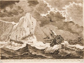 Ships of War in a Storm, 1750s-1770s Creator: William Baillie.
