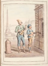 Calabrese Music, leaf from 'A Collection of Dresses by David Allan Mostly from Nature', 1776. Creator: David Allan.