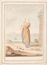 A Nurse of Procida, leaf from 'A Collection of Dresses by David Allan Mostly from Nature', 1776. Creator: David Allan.