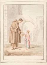 Charity of Procida, leaf from 'A Collection of Dresses by David Allan Mostly from Nature', 1776. Creator: David Allan.