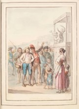 Puppet Show at Naples, leaf from 'A Collection of Dresses by David Allan Mostly from Nature', 1776. Creator: David Allan.