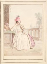 Lady of Greece, leaf from 'A Collection of Dresses by David Allan Mostly from Nature', 1776. Creator: David Allan.