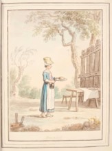 French Girl, leaf from 'A Collection of Dresses by David Allan Mostly from Nature', 1776. Creator: David Allan.