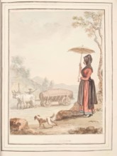 Woman of Bologna, leaf from 'A Collection of Dresses by David Allan Mostly from Nature', 1776. Creator: David Allan.