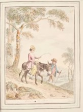 Florentine Travellers, leaf from 'A Collection of Dresses by David Allan Mostly from Nature', 1776. Creator: David Allan.