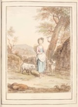 Florentine Shepherdess, leaf from 'A Collection of Dresses by David Allan Mostly from Nature', 1776. Creator: David Allan.