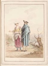 Winter Dress of Rome, leaf from 'A Collection of Dresses by David Allan Mostly from Nature', 1776. Creator: David Allan.