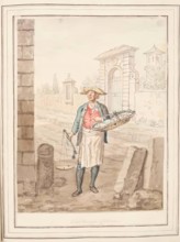 Fishmonger of Rome, leaf from 'A Collection of Dresses by David Allan Mostly from Nature', 1776. Creator: David Allan.