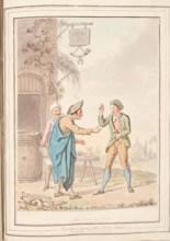 The Game of Moro, leaf from 'A Collection of Dresses by David Allan Mostly from Nature', 1776. Creator: David Allan.