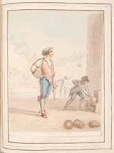 Pallone Player, Rome, leaf from 'A Collection of Dresses by David Allan Mostly from Nature', 1776. Creator: David Allan.