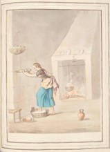 Making Butter Minorca, leaf from 'A Collection of Dresses by David Allan Mostly from Nature', 1776. Creator: David Allan.