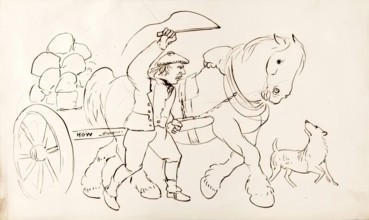 A Man Driving A Horse-Drawn Cart, 1825-1839. Creator: James Howe.