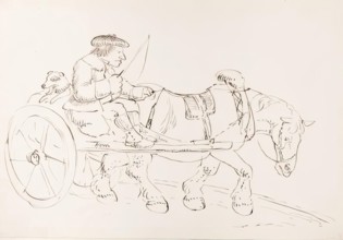 A Man Driving His Horse-Drawn Cart, 1825-1839. Creator: James Howe.