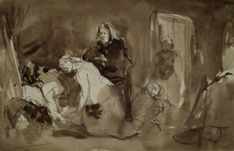 Historical Composition - Study for The Dying Contrabandista, c1850s. Creator: John Phillip.