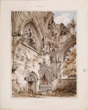 Inchcolm Abbey - Interior Looking East, 1848-1852. Creator: Robert William Billings.