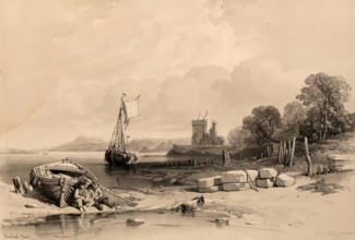 Scotland Delineated-Barnbougle Castle, 1847. Creator: James Duffield Harding.