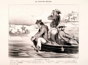 Les Canotiers Parisiens. Une rencontre en pleine eau, 1843. Creator: Honore Daumier.