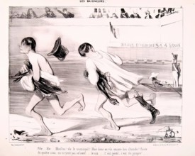 Les Baigneurs. File... File... Moellon! v. le Municipal..., 1839. Creator: Honore Daumier.