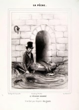 La Pêche. Le Pêcheur acharné ou il ne faut pas disputer des gouts, 1840. Creator: Honore Daumier.